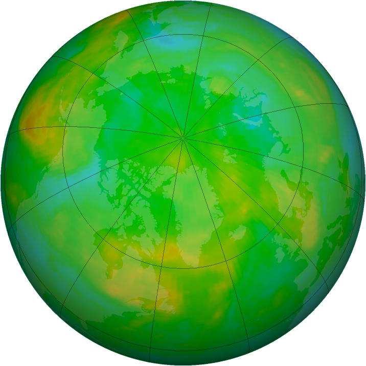 Arctic ozone map for 10 July 1990